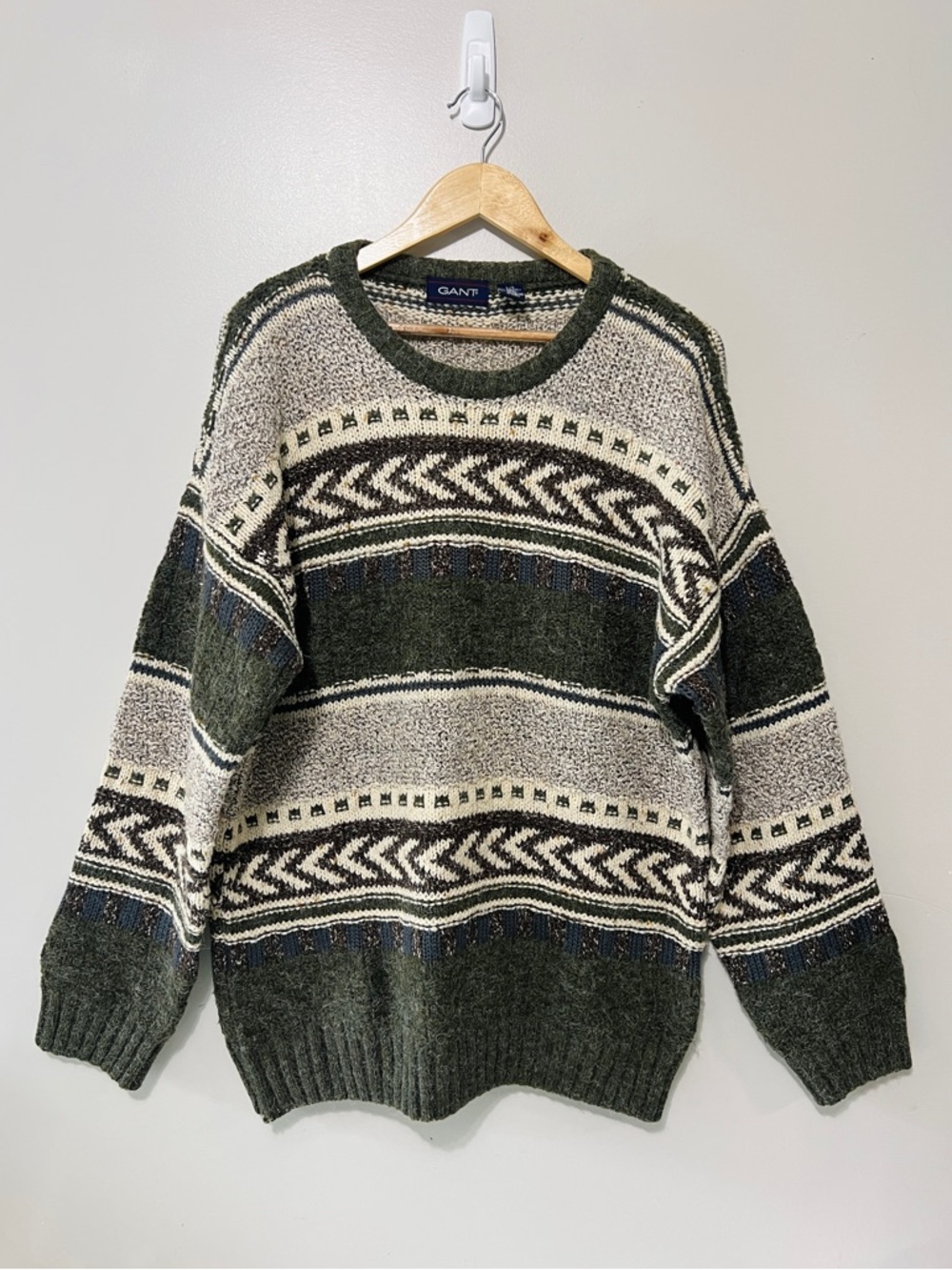 Vintage GANT Pullover Sweater Size Large Crewneck Fisherman Outdoor Sweater